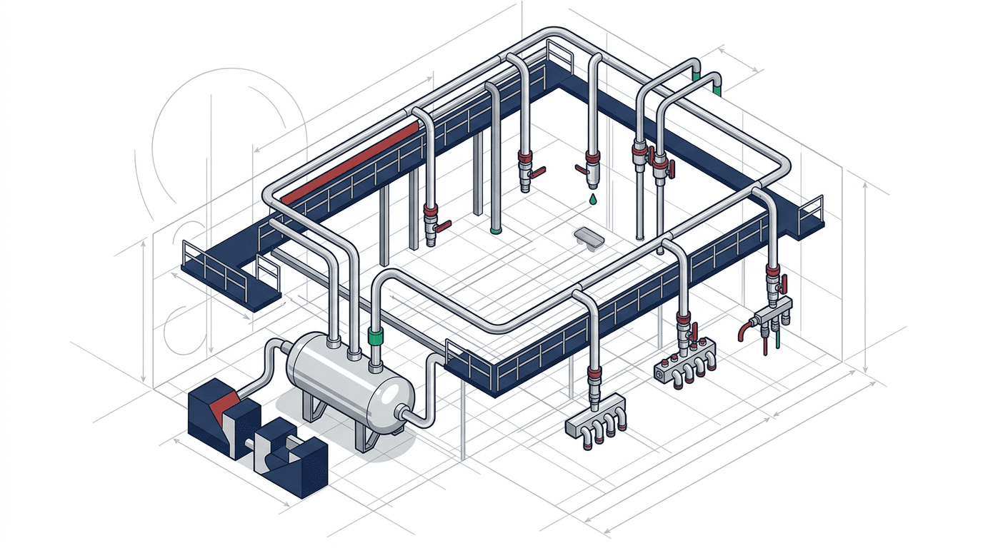 Technical Diagram สำหรับประเด็นที่ควรยืนยันในงานระบบลมอัดโรงงาน