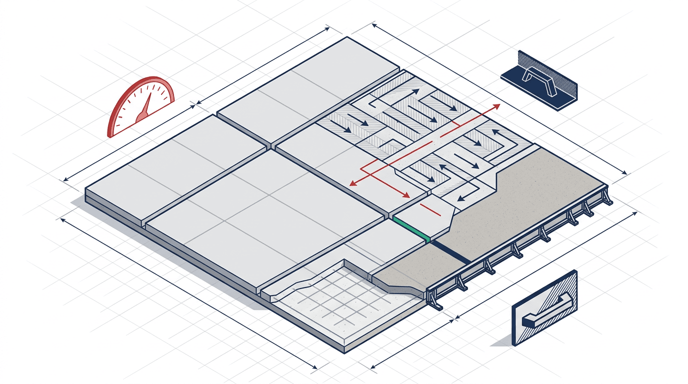 Technical Diagram สำหรับประเด็นที่ควรยืนยันในงานเทพื้นคอนกรีต