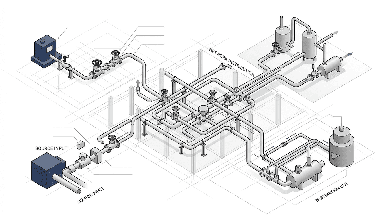 Technical Graphic อธิบายขอบเขตระบบท่อและยูทิลิตี้